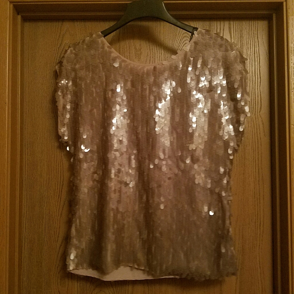Rachel Zoe beige sequin top - Picture 5 of 7